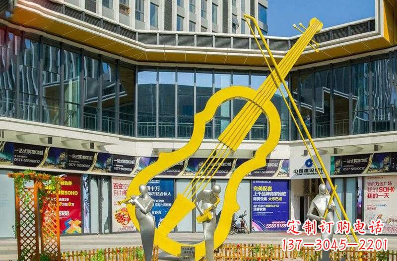 温州不锈钢抽象大提琴雕塑