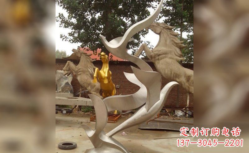 温州不锈钢抽象大雁鸽子雕塑 (2)