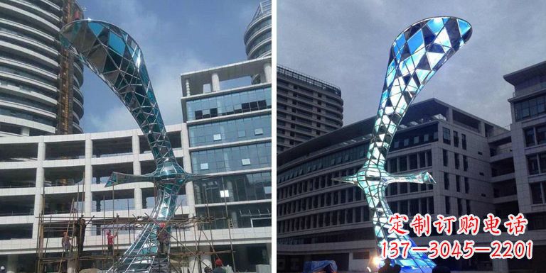 温州不锈钢抽象大雁景观雕塑