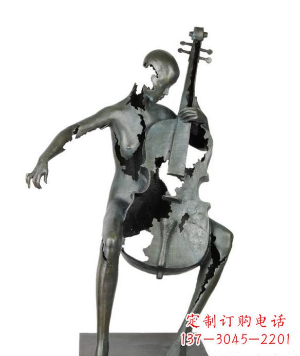 温州不锈钢抽象弹吉他人物雕塑