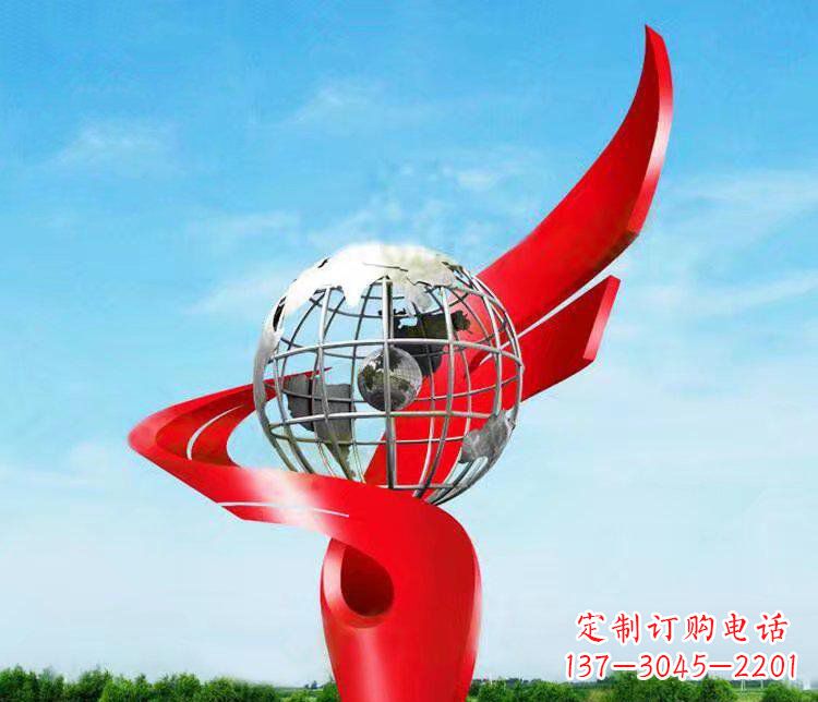 温州不锈钢抽象地球雕塑 (2)