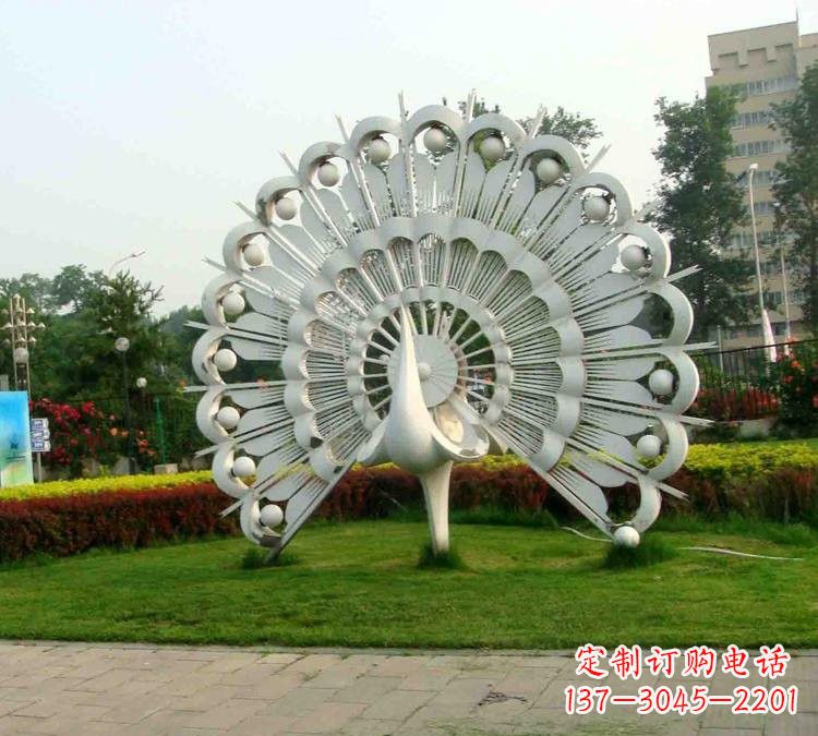 温州不锈钢抽象动物孔雀雕塑