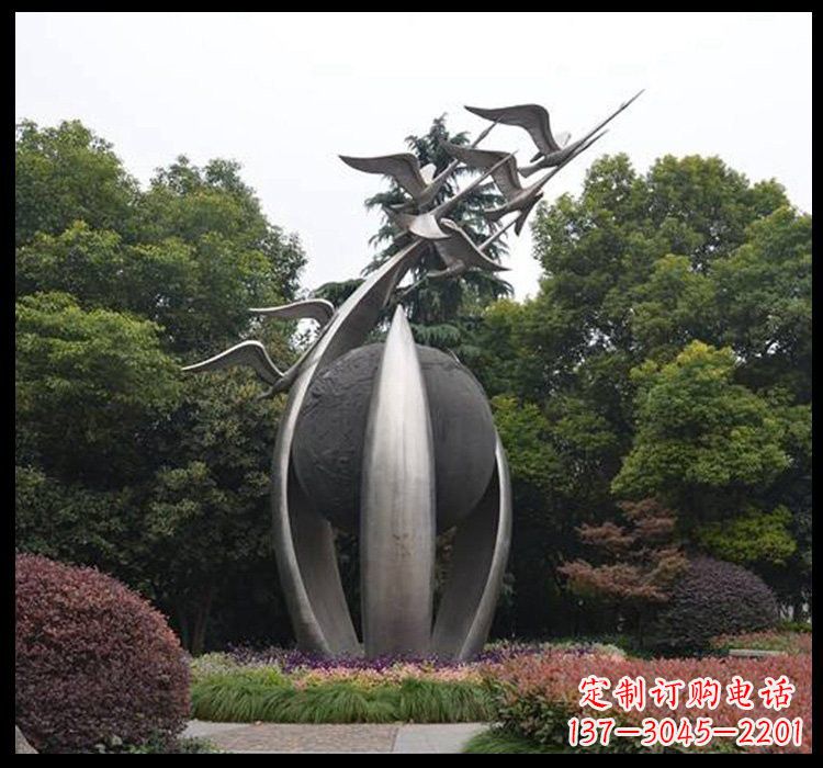 温州不锈钢抽象飞翔的天鹅雕塑