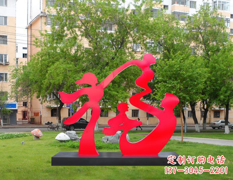温州不锈钢抽象福字人物雕塑