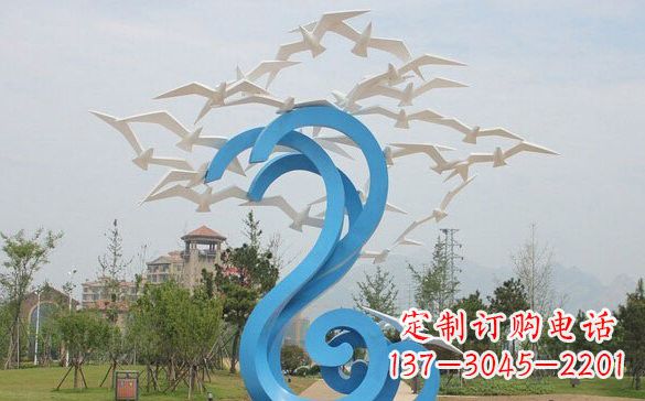 温州不锈钢抽象海浪和海鸥