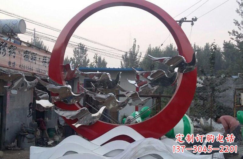 温州不锈钢抽象和平鸽和谐雕塑