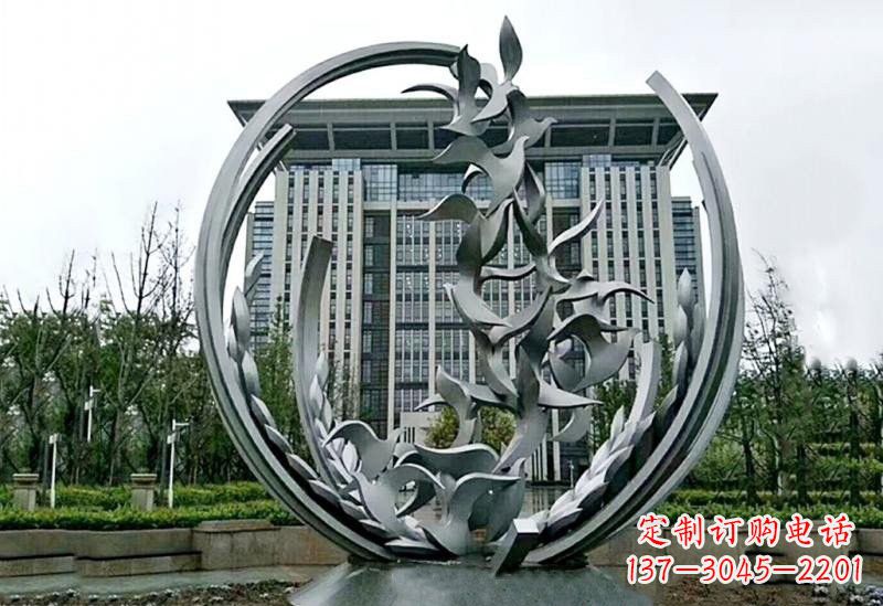 温州不锈钢抽象和平鸽橄榄枝雕塑
