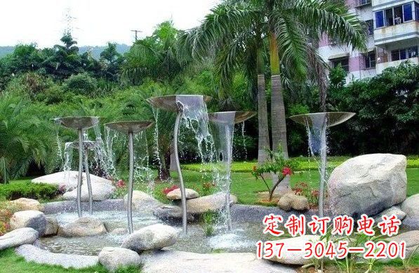 温州不锈钢抽象花朵喷泉雕塑