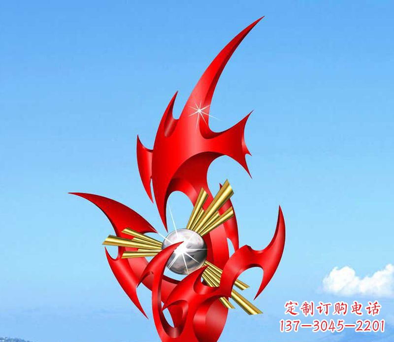 温州不锈钢抽象火苗雕塑 (2)