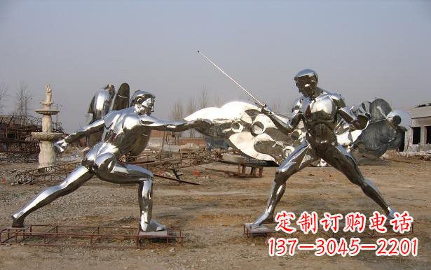 温州不锈钢抽象击剑运动员雕塑