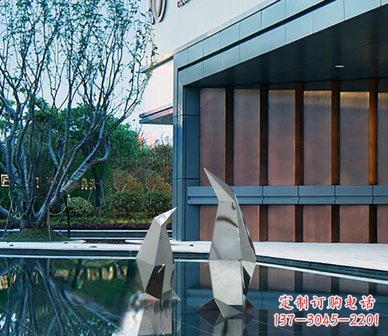 温州不锈钢抽象几何企鹅雕塑