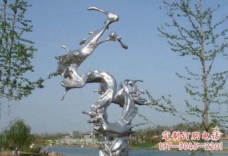 温州不锈钢抽象蛟龙出海雕塑