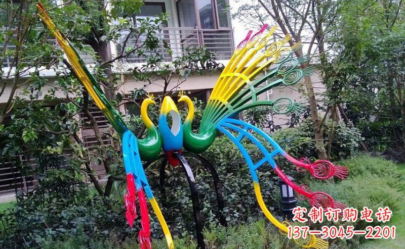温州不锈钢抽象孔雀雕塑 (4)