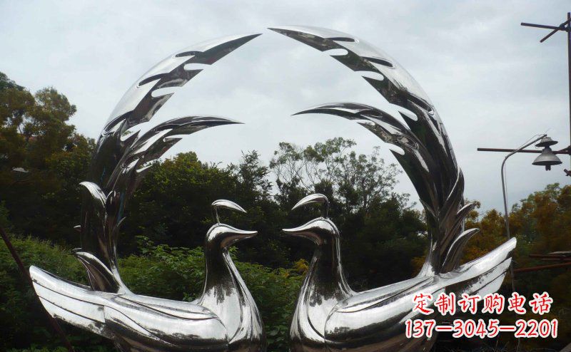 温州不锈钢抽象孔雀公园动物雕塑