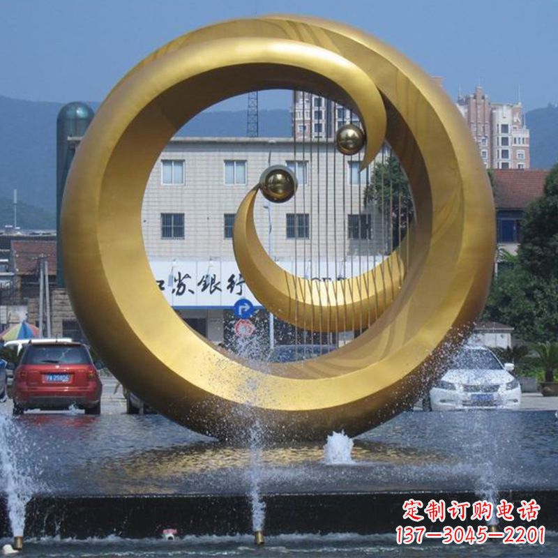温州不锈钢抽象乐器喷泉睡觉景观雕塑