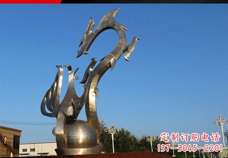 温州不锈钢抽象龙凤雕塑