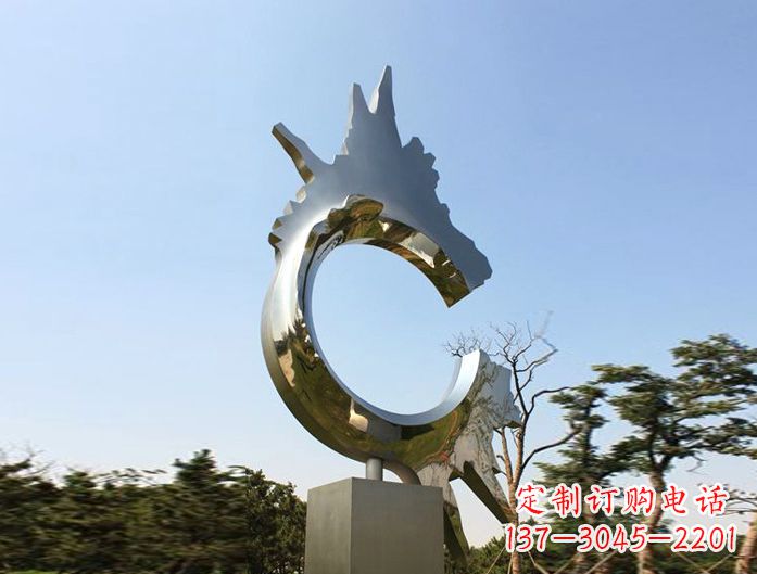 温州不锈钢抽象龙头雕塑