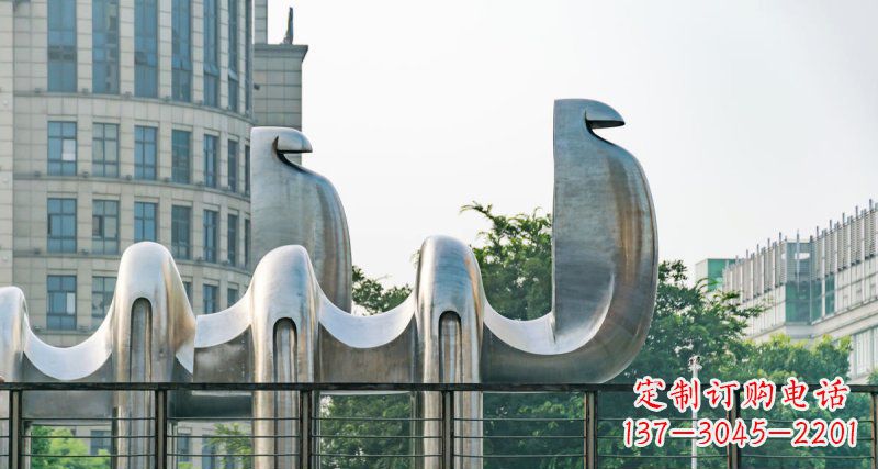 温州不锈钢抽象骆驼街边动物雕塑