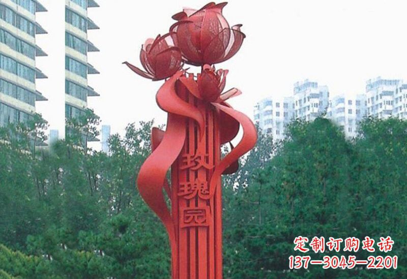 温州不锈钢抽象玫瑰花雕塑