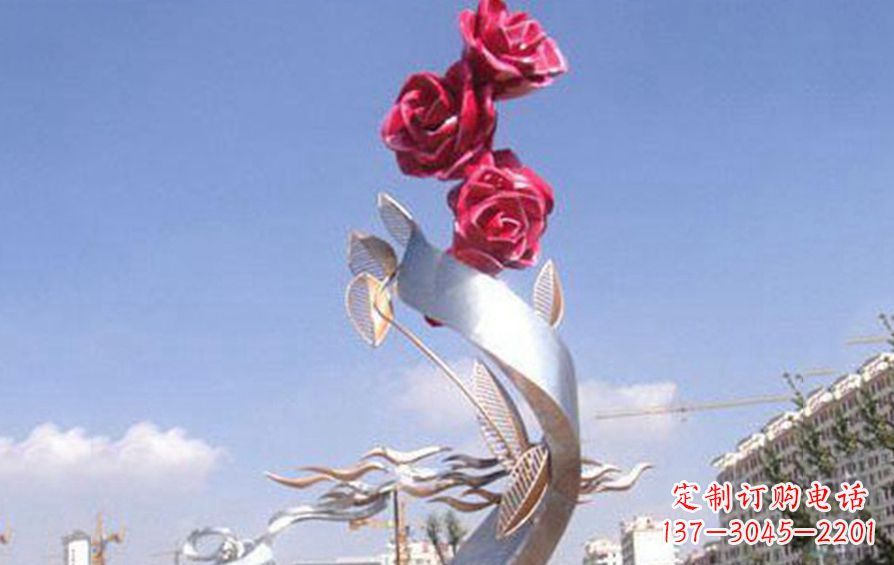 温州不锈钢抽象玫瑰花景观雕塑