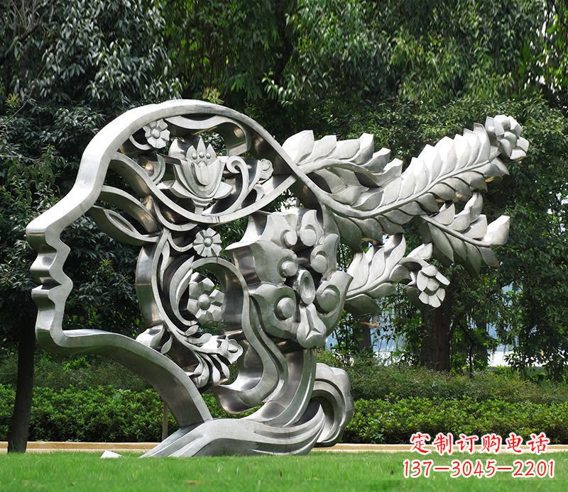 温州不锈钢抽象美女雕塑1