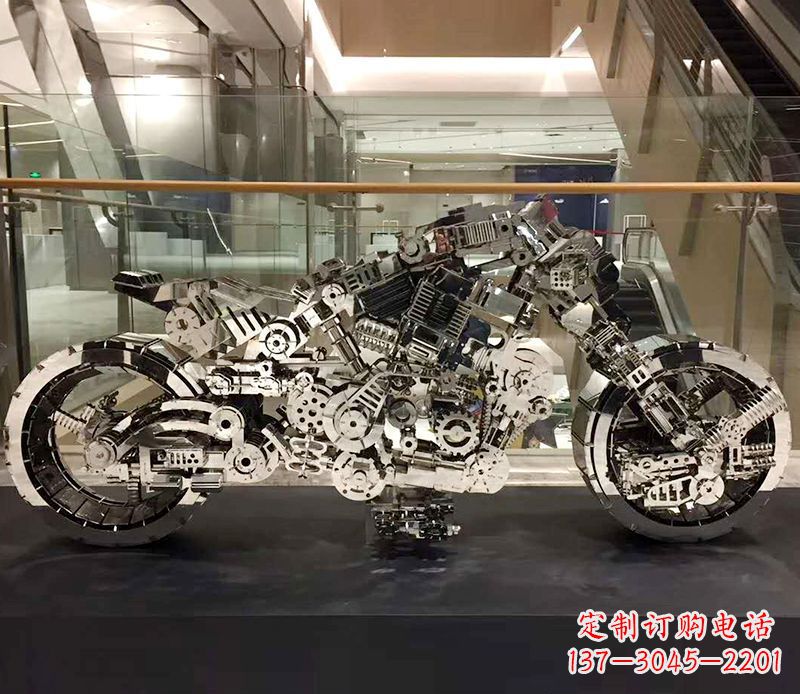 温州不锈钢抽象摩托车雕塑