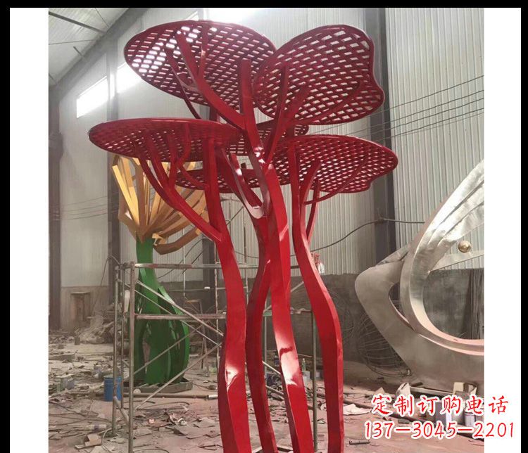 温州不锈钢抽象蘑菇景观雕塑
