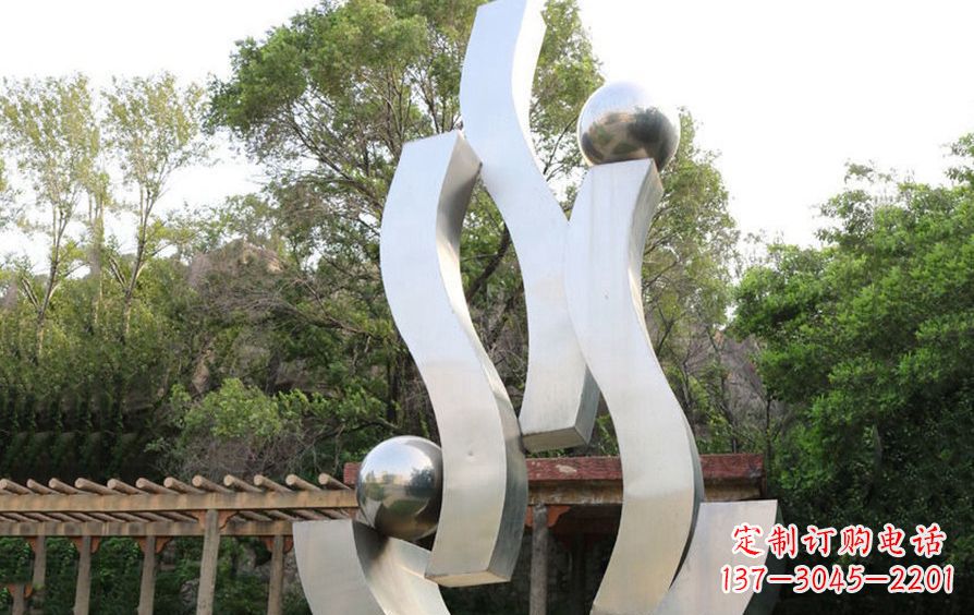 温州不锈钢抽象飘带小区景观雕塑