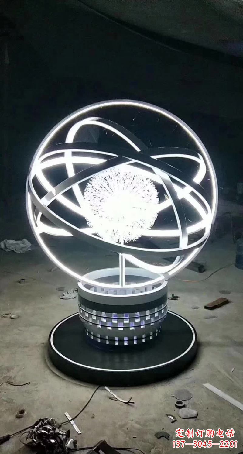 温州不锈钢抽象蒲公英圆环雕塑
