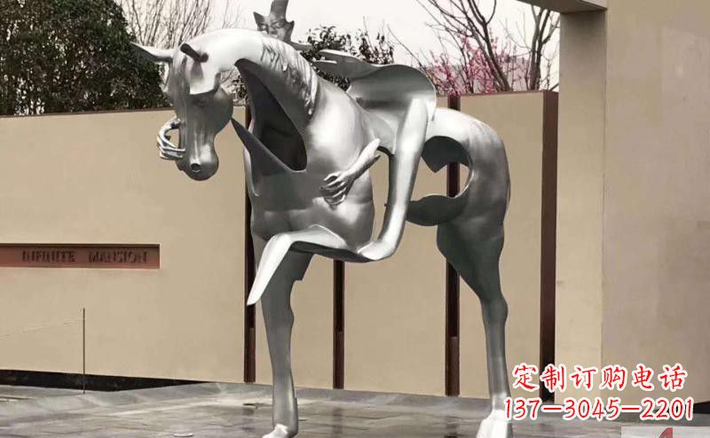 温州不锈钢抽象人骑马雕塑