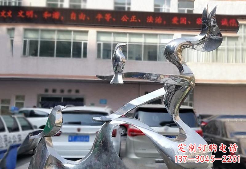 温州不锈钢抽象人物和平鸽雕塑