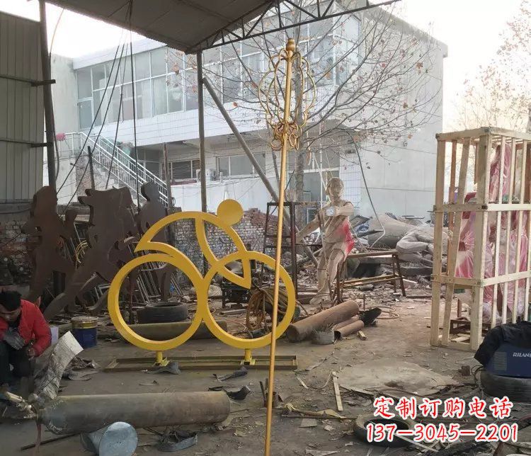 温州不锈钢自行车雕塑——象征着健康、积极的生活方式