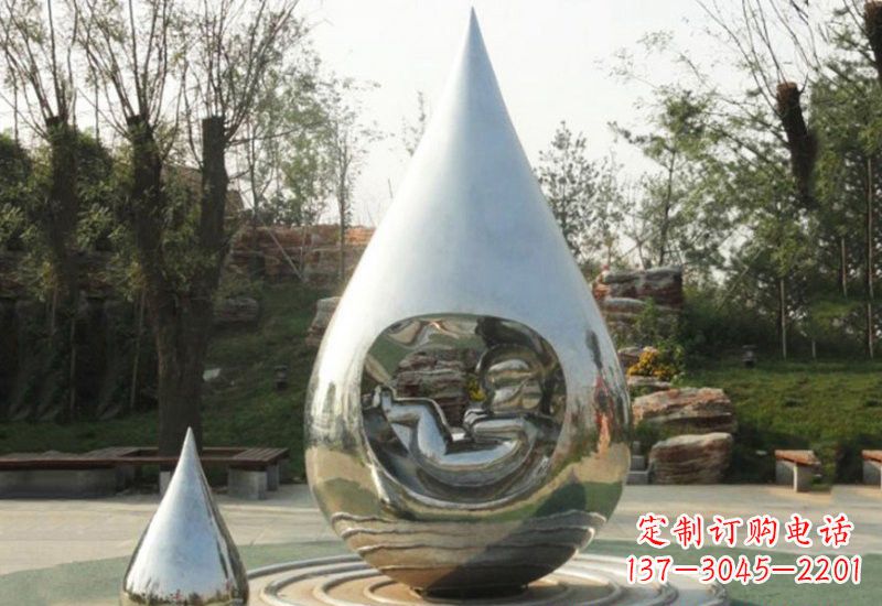 温州不锈钢抽象生命之源水滴雕塑