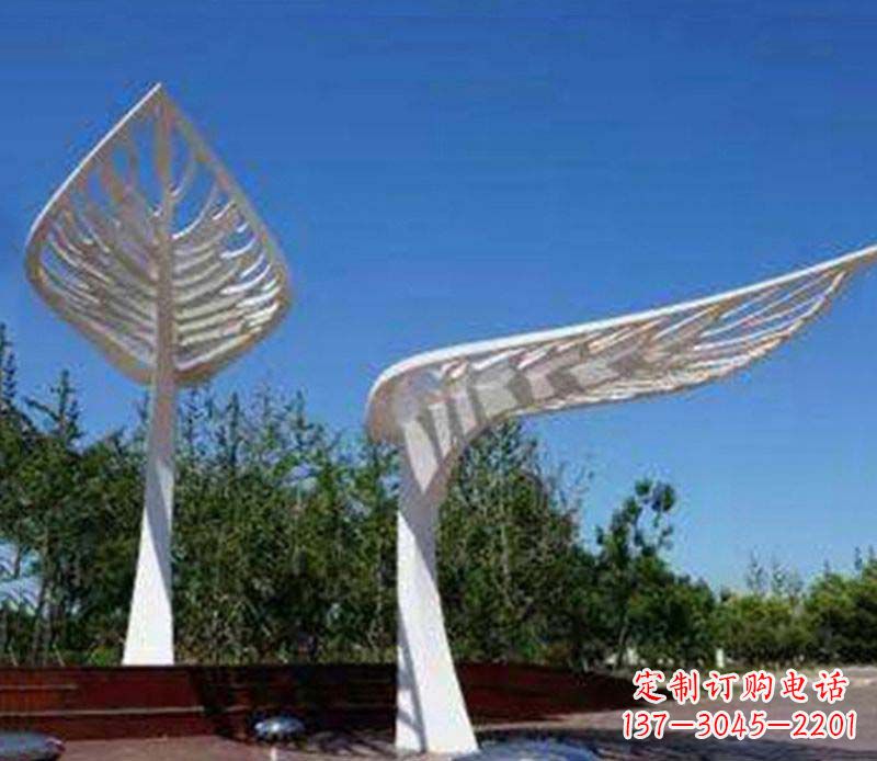 温州不锈钢抽象树叶雕塑