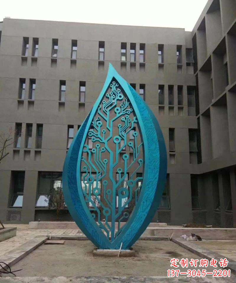 温州不锈钢抽象树叶雕塑1