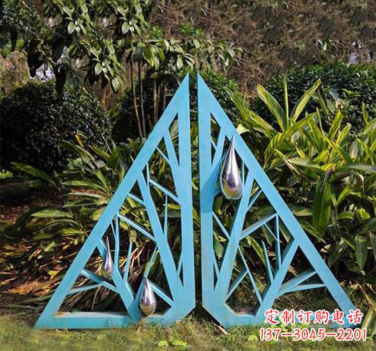 温州不锈钢抽象树枝和水滴雕塑