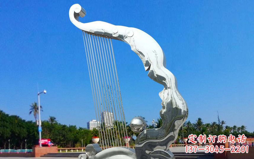 温州不锈钢抽象竖琴广场雕塑