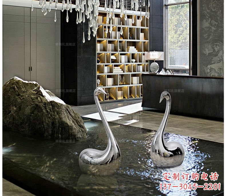 温州不锈钢抽象天鹅摆件雕塑
