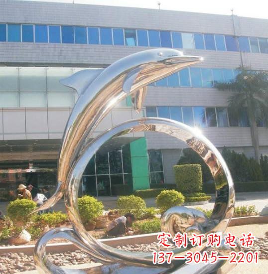 温州不锈钢抽象跳跃的海豚雕塑