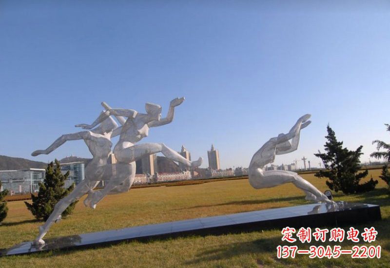 温州不锈钢抽象跳远的运动员雕塑