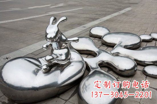 温州不锈钢抽象兔子和水滴雕塑