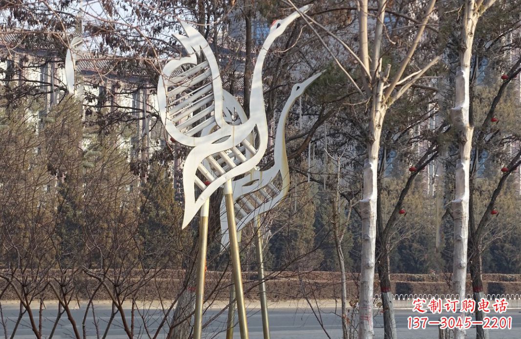温州不锈钢抽象仙鹤雕塑 (2)