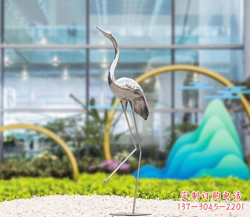 温州不锈钢抽象仙鹤雕塑1