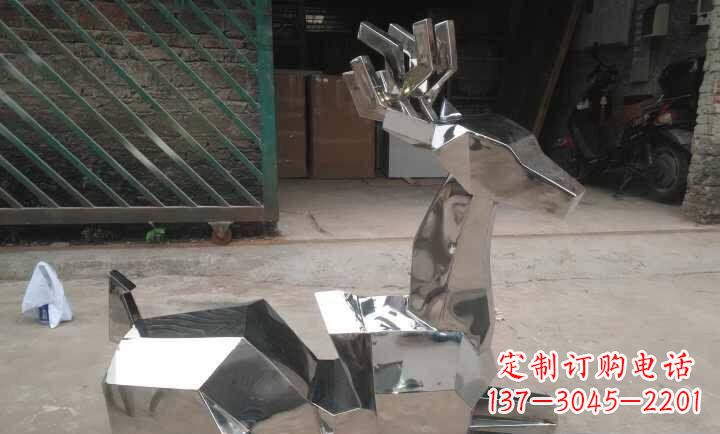 温州不锈钢抽象小鹿雕塑 (2)