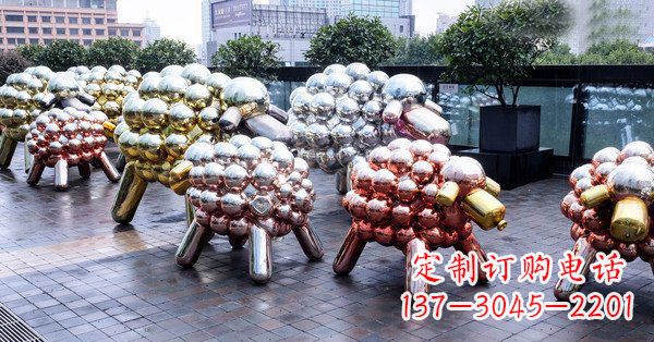 温州不锈钢抽象小羊肖恩动物广场雕塑