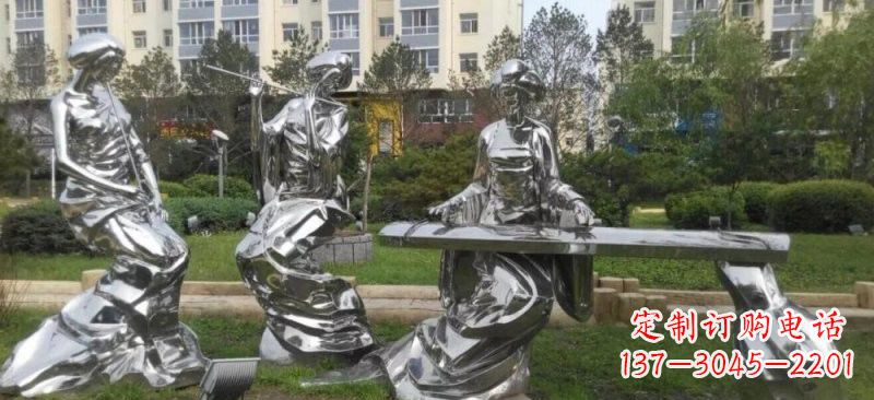 温州不锈钢抽象演奏乐器的古代美女雕塑