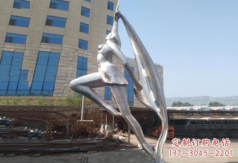 温州不锈钢抽象艺术体操女孩雕塑