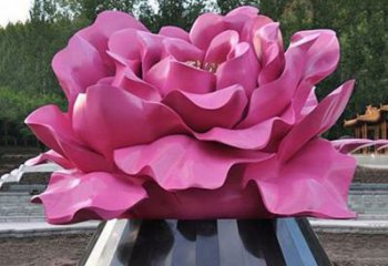 温州不锈钢彩色牡丹花雕塑美丽的艺术品