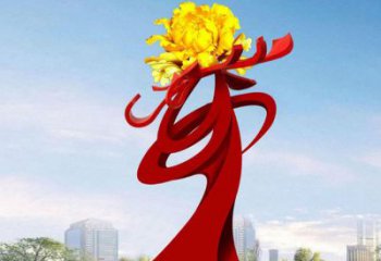 温州不锈钢城市大型牡丹花雕塑