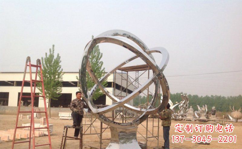 温州不锈钢抽象圆环雕塑 (2)